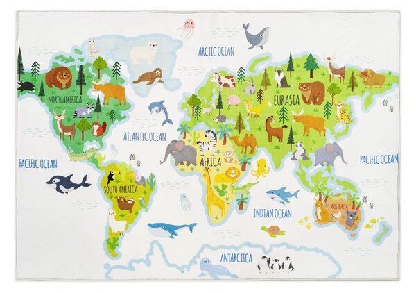 Makro Abra Dětský kusový koberec KIDS 250321N Mapa Světa Rozměr: 80x150 cm