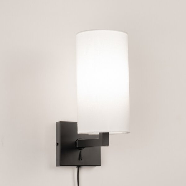 Nástěnné svítidlo do ložnice s vypínačem Bassel 34 White and Black (LMD)