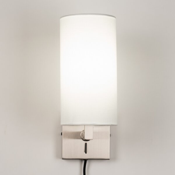 Nástěnné svítidlo do ložnice s vypínačem Bassel 34 White and Silver (LMD)