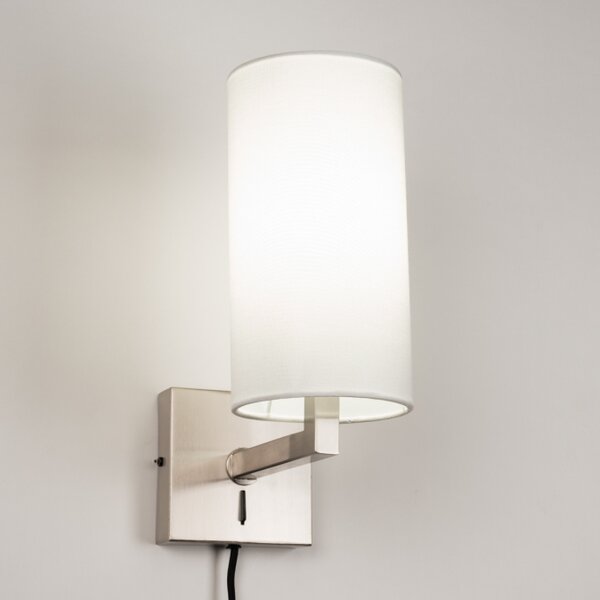 Nástěnné svítidlo do ložnice s vypínačem Bassel 34 White and Silver (LMD)