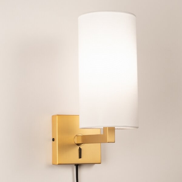 Nástěnné svítidlo do ložnice s vypínačem Bassel 34 White and Gold (LMD)
