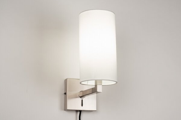 Nástěnné svítidlo do ložnice s vypínačem Bassel 34 White and Silver (LMD)