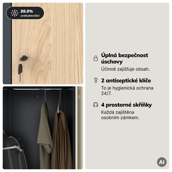 Šatní skříň typu L antracitová, dub sonoma, 800x1850x450 mm: JULIA Eco Design