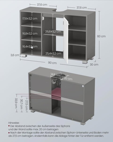Skříňka pod umyvadlo BBK507G01 šedá / bílá