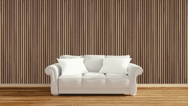 Dřevěný akustický panel, 2400 x 600 mm, B2BP007, ořech