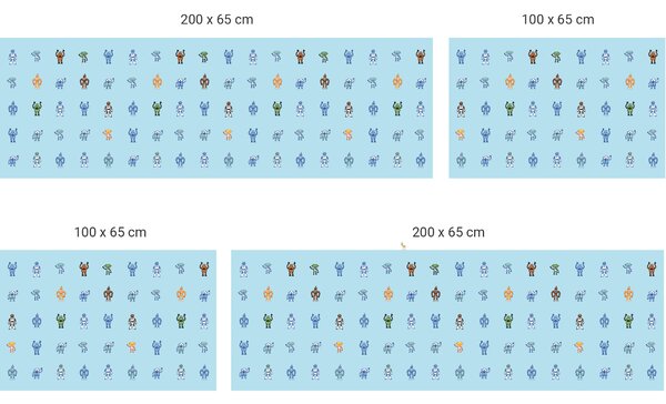 FUGU Ochrana zdi za postel - Roboti blue Varianta ochrany zdi: Delší strana postele 200x65 + čelo 100x65 cm
