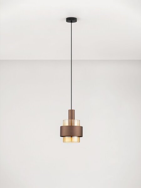 Závěsné svítidlo Serena jantarové a kávové 18,5 x 150 cm – Zlatá