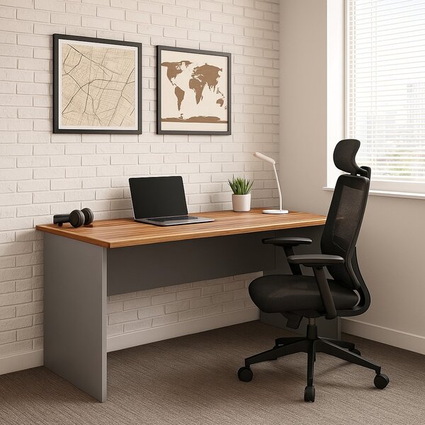Stůl SimpleOffice 180 x 80 cm, ořech vlašský / šedá