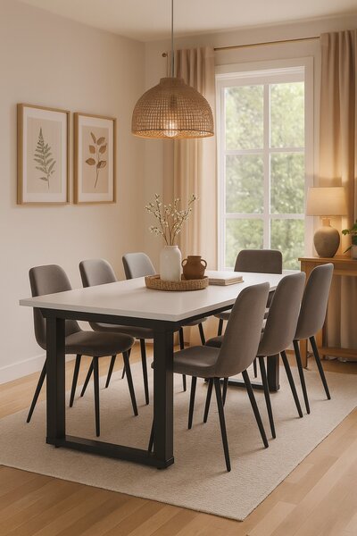 Výškově nastavitelný stůl OfficeTech Strong 200 x 80 cm, černá podnož, bílá