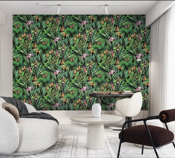Vinylová tapeta Fiori černá
