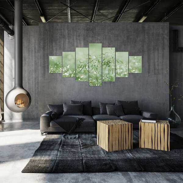 Obraz - Ranní rosa na stéblech trávy (210x100 cm)