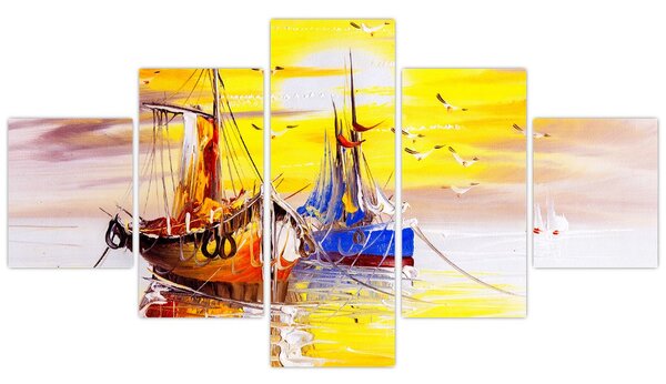 Obraz - Malba lodí (125x70 cm)
