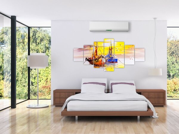 Obraz - Malba lodí (210x100 cm)