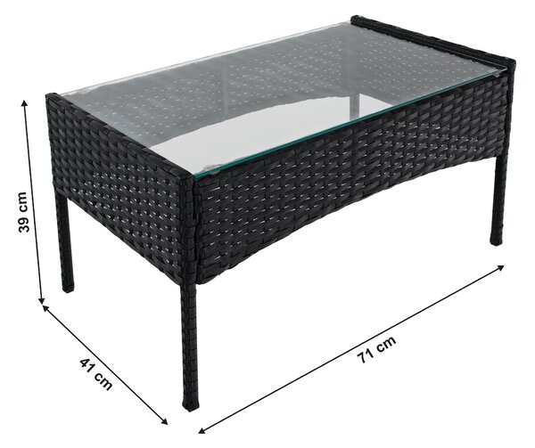 KONDELA Zahradní 4-dílný ratanový set, černá/béžová, RATANA