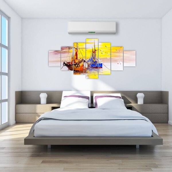 Obraz - Malba lodí (210x100 cm)