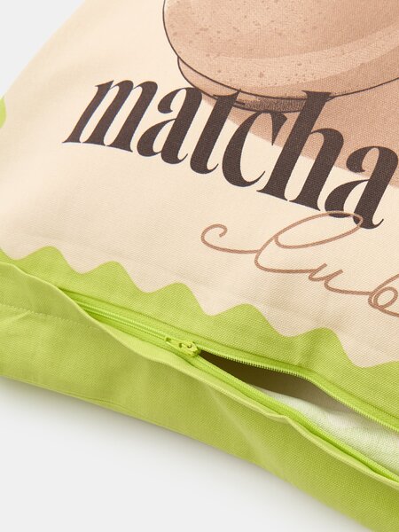 Sinsay - Bavlněný povlak na polštář s motivem matcha - limetková