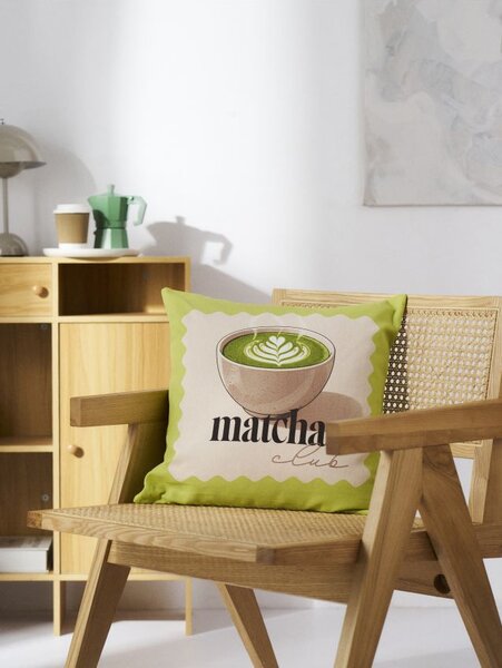 Sinsay - Bavlněný povlak na polštář s motivem matcha - limetková