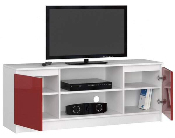 TV stolek RTV K140 červený lesk bílá