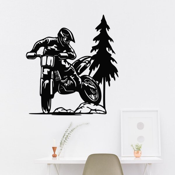Dřevěná dekorace na zeď Motorka | Rozměry (cm): 37x40 | Zvolte barvu dekoru: Třešeň
