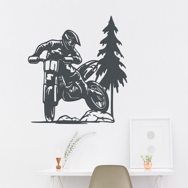 Dřevěná dekorace na zeď Motorka | Rozměry (cm): 37x40 | Zvolte barvu dekoru: Třešeň
