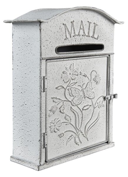 Světle šedá retro poštovní schránka Mail - 26*10*31 cm - Clayre & Eef