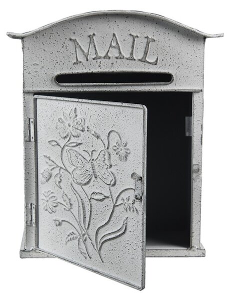 Světle šedá retro poštovní schránka Mail - 26*10*31 cm - Clayre & Eef