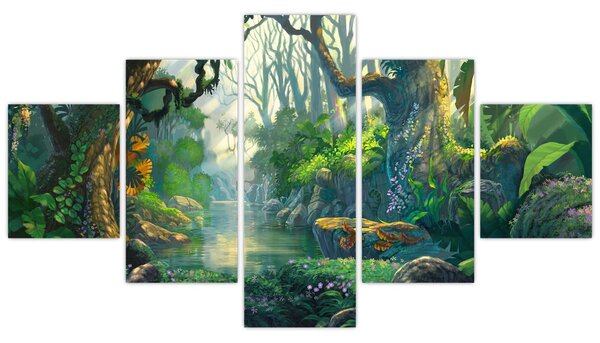 Obraz - Ilustrace tropického lesu (125x70 cm)