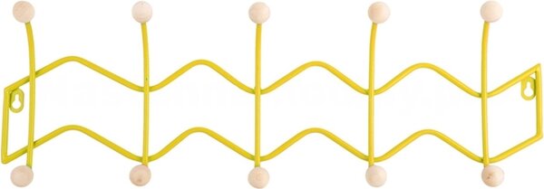 Nástěnný věšák Present Time Double Zig Zag, žlutý