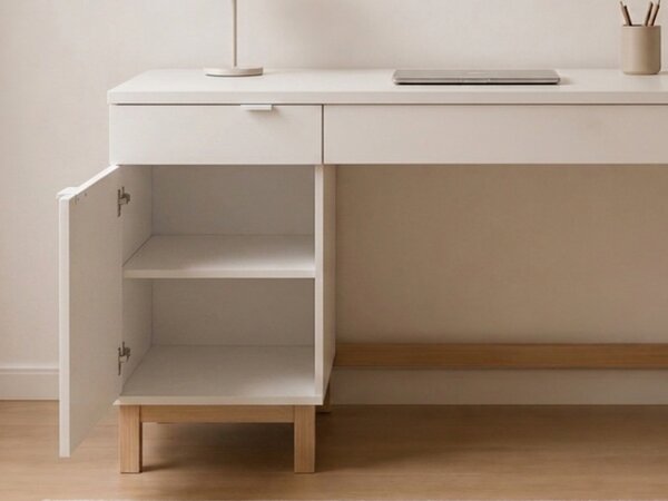 Dětský psací stůl MODEL se šuplíky a skříňkou - Námořnická modrá s černým úchytem, 100x60 cm, Zvolte stranu: Pravá