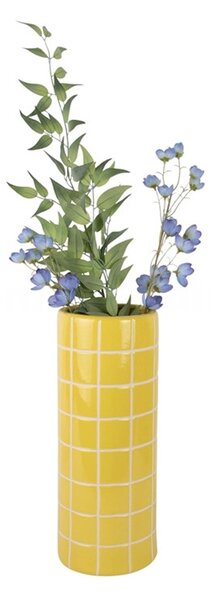 Keramická váza Present Time Retro Tiles kulatá 40 cm, žlutá