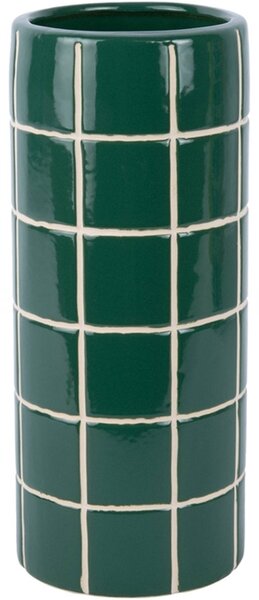 Keramická váza Present Time Retro Tiles kulatá 30 cm, zelená