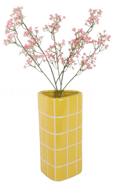 Keramická váza Present Time Retro Tiles trojhranná 26 cm, žlutá