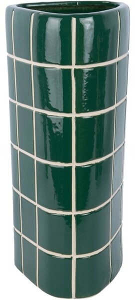 Keramická váza Present Time Retro Tiles trojhranná 37 cm, zelená