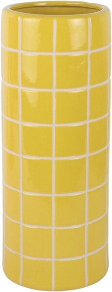 Keramická váza Present Time Retro Tiles kulatá 40 cm, žlutá