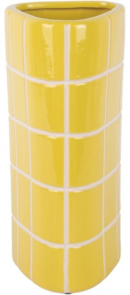 Keramická váza Present Time Retro Tiles trojhranná 26 cm, žlutá