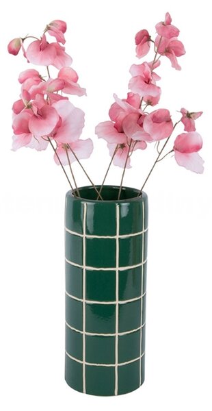Keramická váza Present Time Retro Tiles kulatá 30 cm, zelená