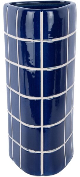 Keramická váza Present Time Retro Tiles trojhranná 37 cm, modrá