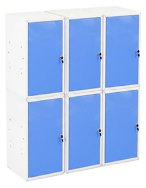 6x Uzamykatelná kovová skříňka Trestles SKM 350x350x700, světle modrá dvířka