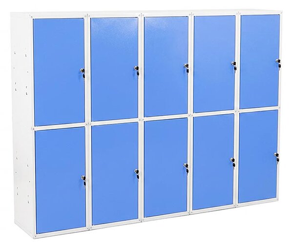 10x Uzamykatelná kovová skříňka Trestles SKM 350x350x700, světle modrá dvířka