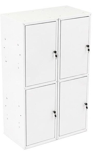 4x Uzamykatelná kovová skříňka Trestles SKM 350x350x700, světle šedá dvířka
