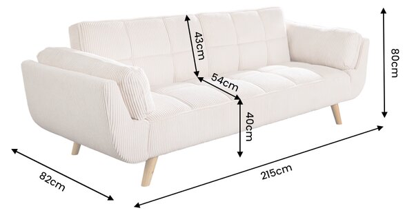 Pohovka BOUTIQUE 215 CM béžová manšetr rozkládací Nábytek | Obývací pokoj | Sedací soupravy a pohovky | Pohovky | Rozkládací