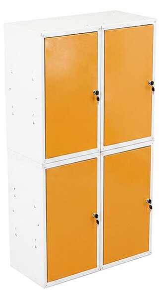 4x Uzamykatelná kovová skříňka Trestles SKM 350x350x700, žlutá dvířka