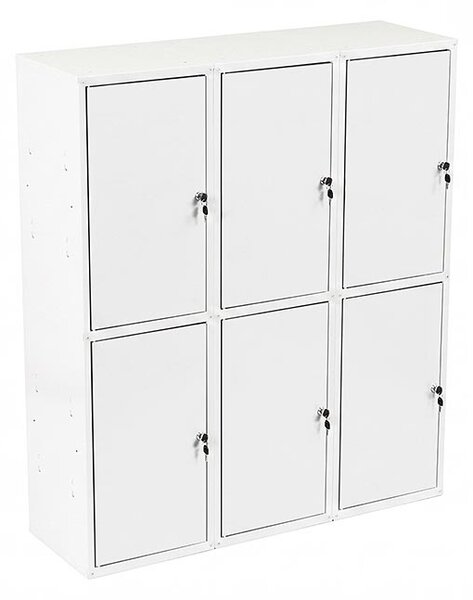 6x Uzamykatelná kovová skříňka Trestles SKM 350x350x700, světle šedá dvířka