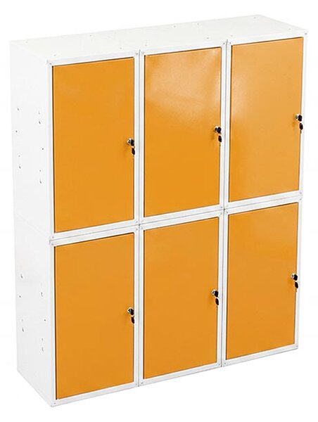 6x Uzamykatelná kovová skříňka Trestles SKM 350x350x700, žlutá dvířka
