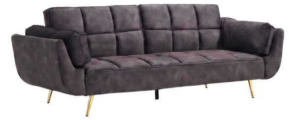Pohovka BOUTIQUE 215 CM tmavě šedá samet rozkládací Nábytek | Obývací pokoj | Sedací soupravy a pohovky | Pohovky | Rozkládací