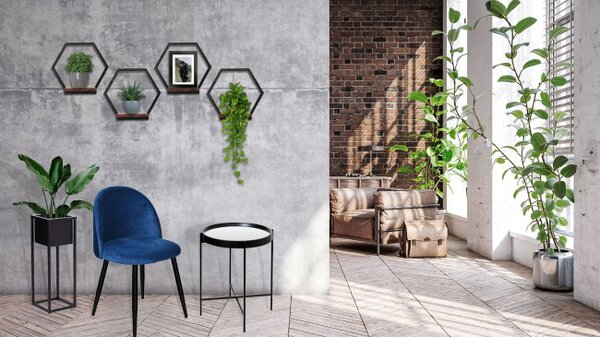 Nástěnný stojan na květiny HONUNG RUSTIC Loft černý