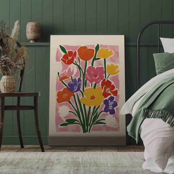 Obraz Pink Bouquet - A Minimalist Composition Inspired by the Style of Matisse