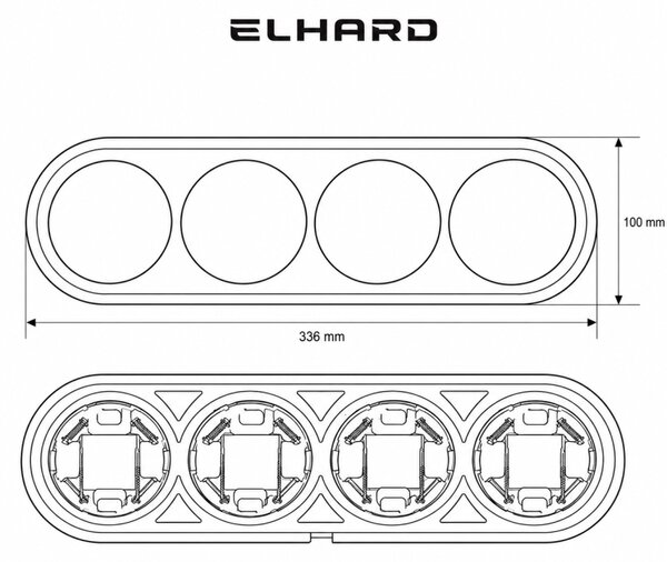 Elhard Nástěnný kulatý keramický čtyřrámeček, bílý KN3004W