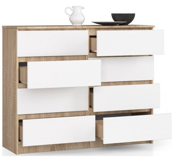 Komoda K120 8SZ sonoma/bílá