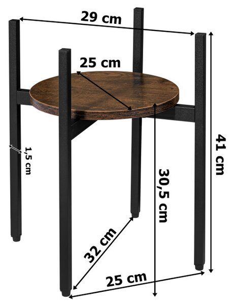 Stojan na květiny TORRE RUSTIC černý 40 cm